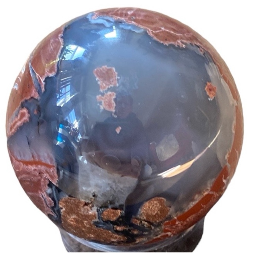 Red Volcano Agate Sphere - Picture 11 of 11